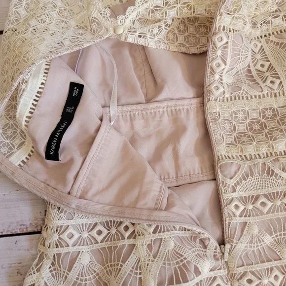 Karen Millen Beige Lace Midi Dress - Picture 7 of 7